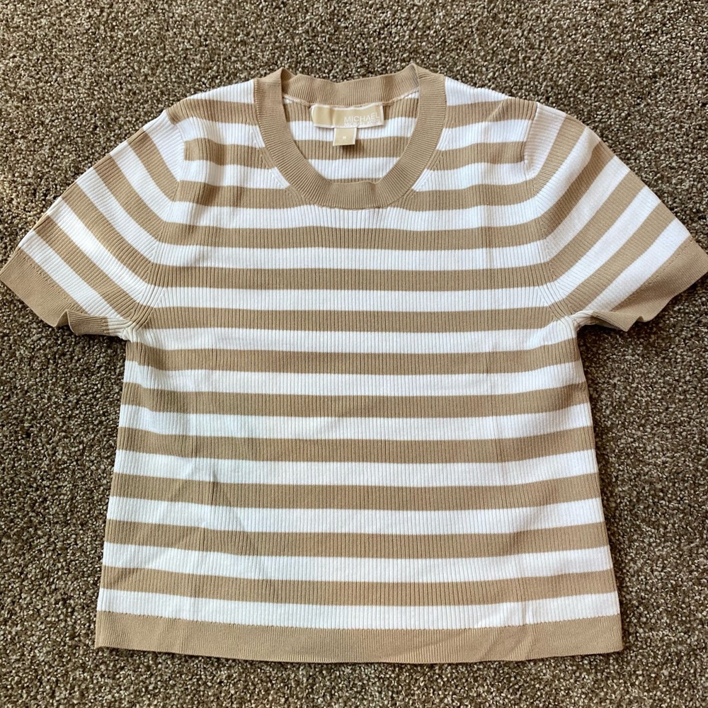 Michael Kors Cropped Rib Knot Top SZ S